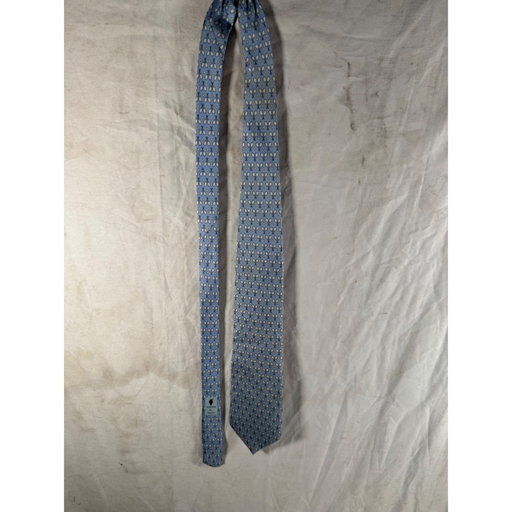 Vineyard Vines‎ Mens Silk Tie Blue Tennis Racket Ball Novelty Print USA Made